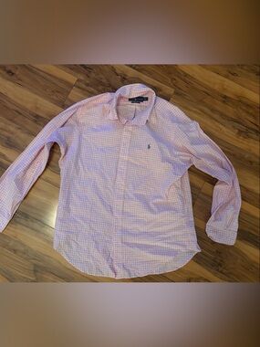 Ralph Lauren Pink and White Gingham Button-Up Shirt